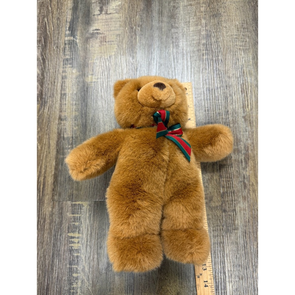 Gund Plush Teddy Bear Golden Brown Soft Stuffed Animal Holiday Ribbon 12 inch - Picture 3 of 9